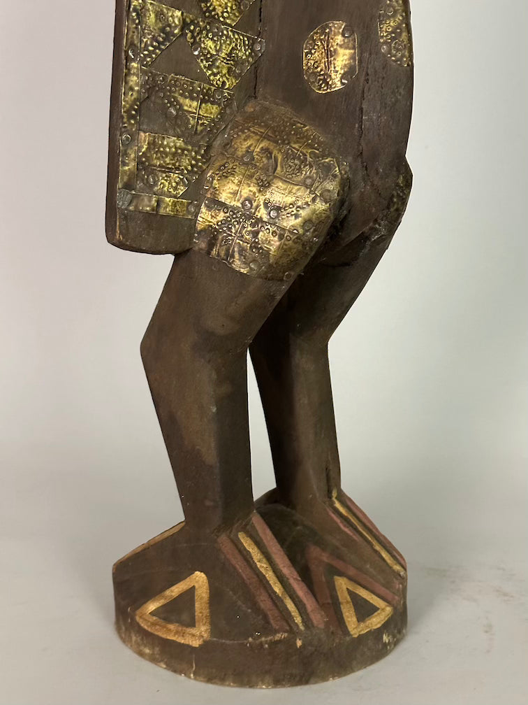 Senufo Contemporary Brass Repoussé-Covered Hornbill Statue | 21" - Mali