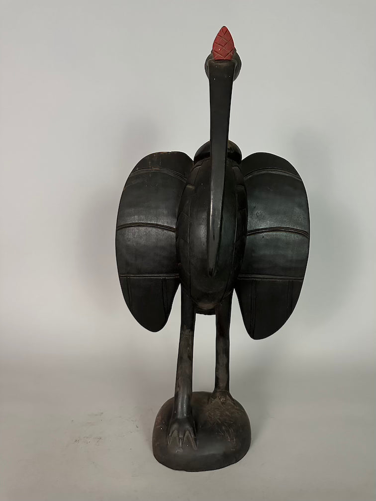 Senufo Contemporary Black Hornbill Statue | 22" - Mali