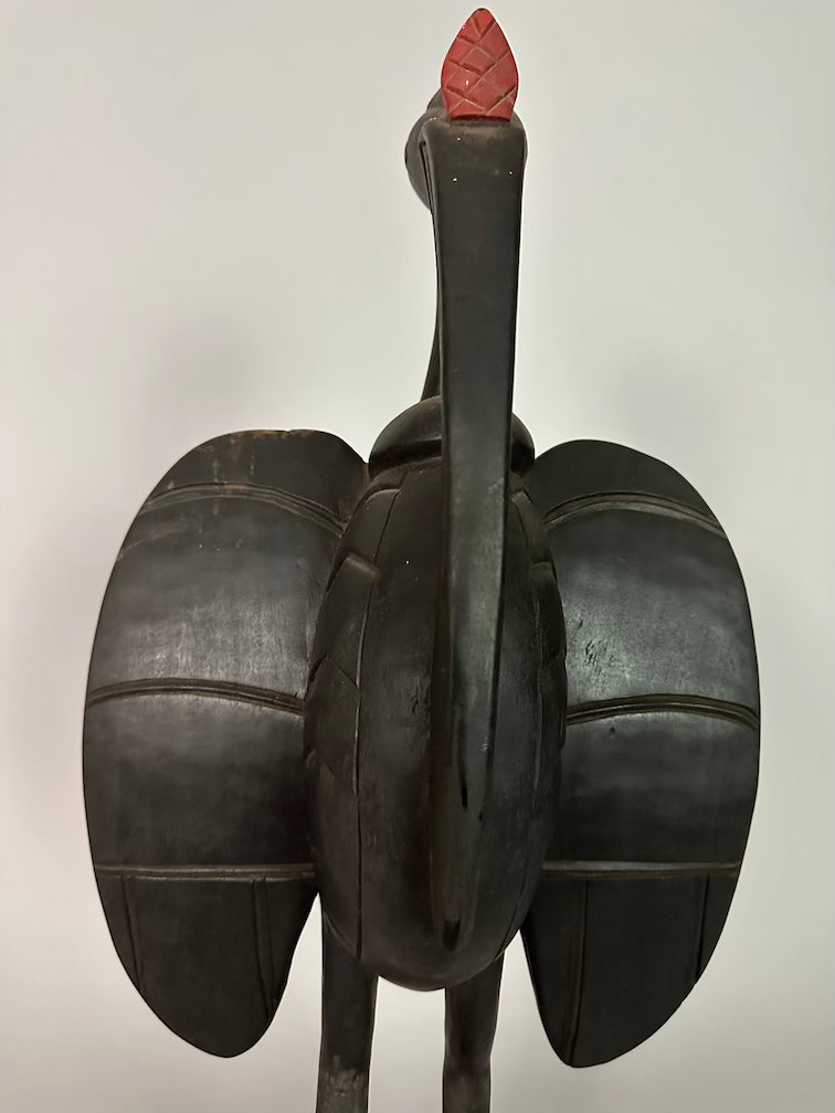 Senufo Contemporary Black Hornbill Statue | 22" - Mali