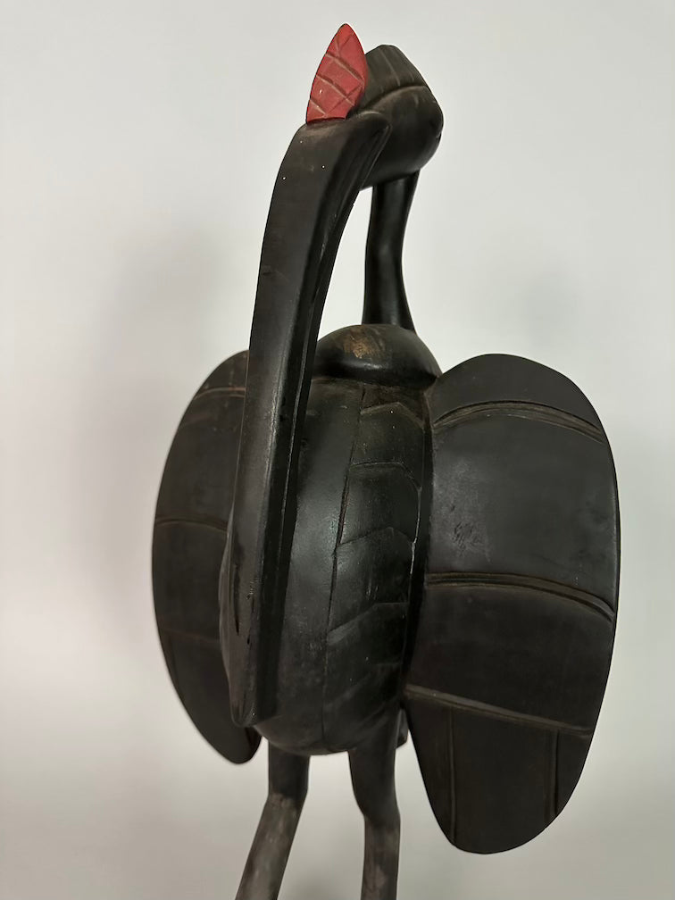 Senufo Contemporary Black Hornbill Statue | 22" - Mali
