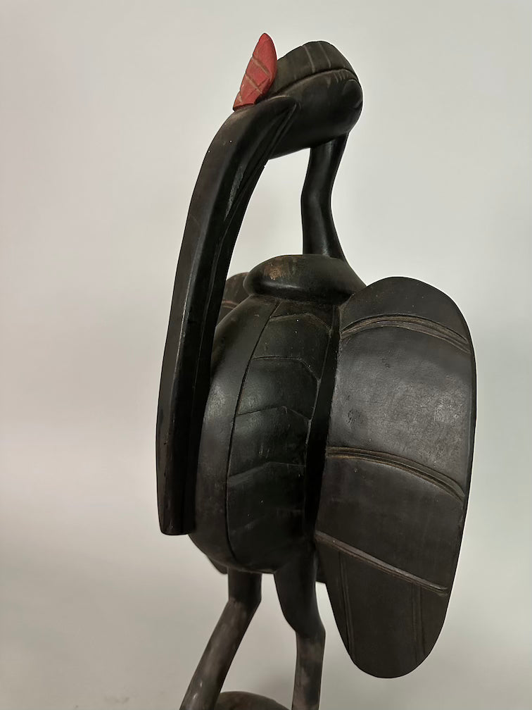 Senufo Contemporary Black Hornbill Statue | 22" - Mali
