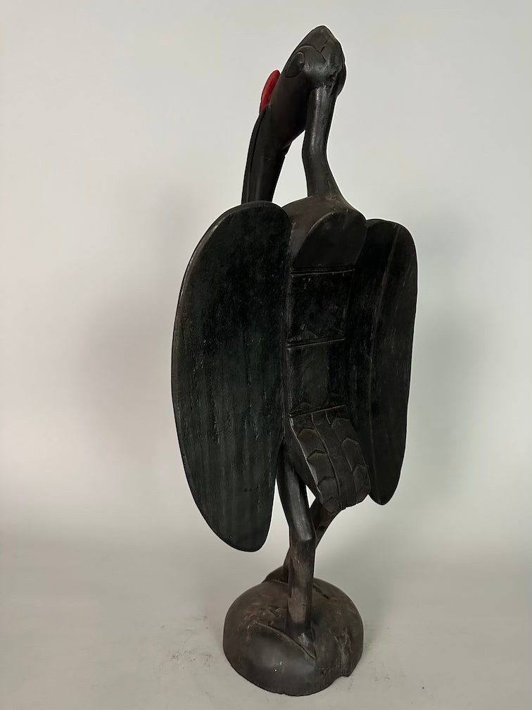 Senufo Contemporary Black Hornbill Statue | 22" - Mali