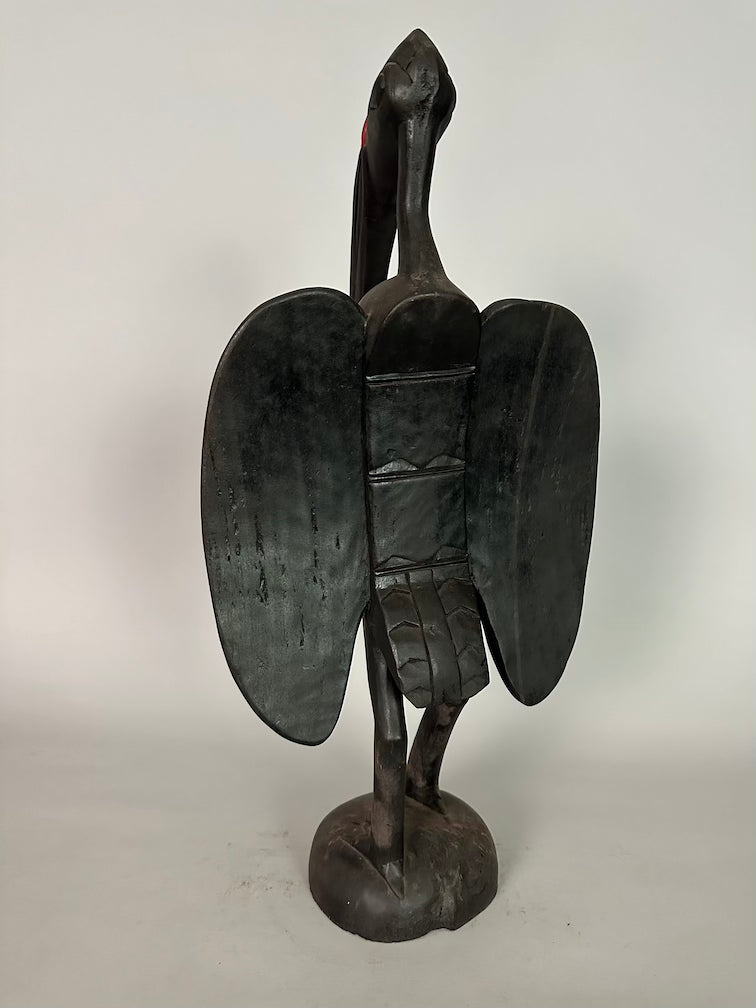 Senufo Contemporary Black Hornbill Statue | 22" - Mali