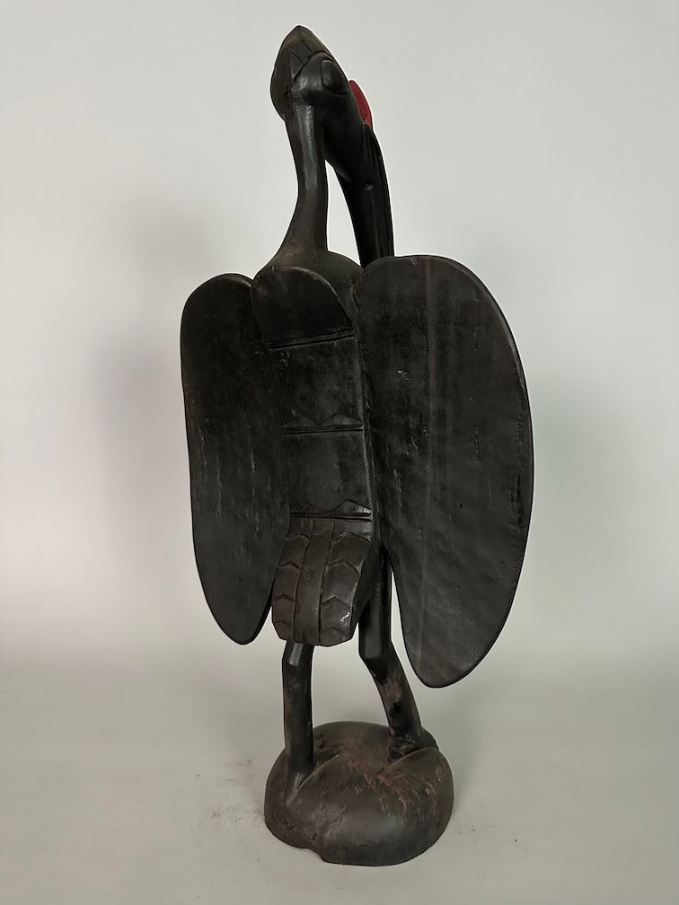 Senufo Contemporary Black Hornbill Statue | 22" - Mali