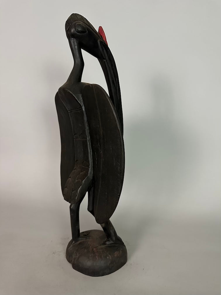 Senufo Contemporary Black Hornbill Statue | 22" - Mali