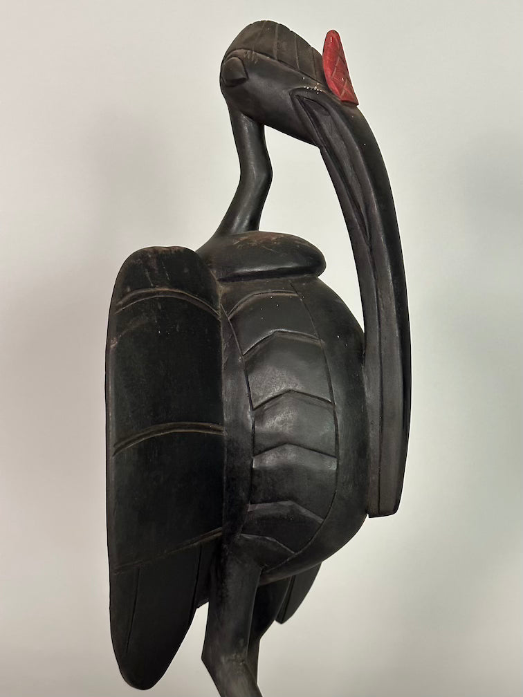 Senufo Contemporary Black Hornbill Statue | 22" - Mali