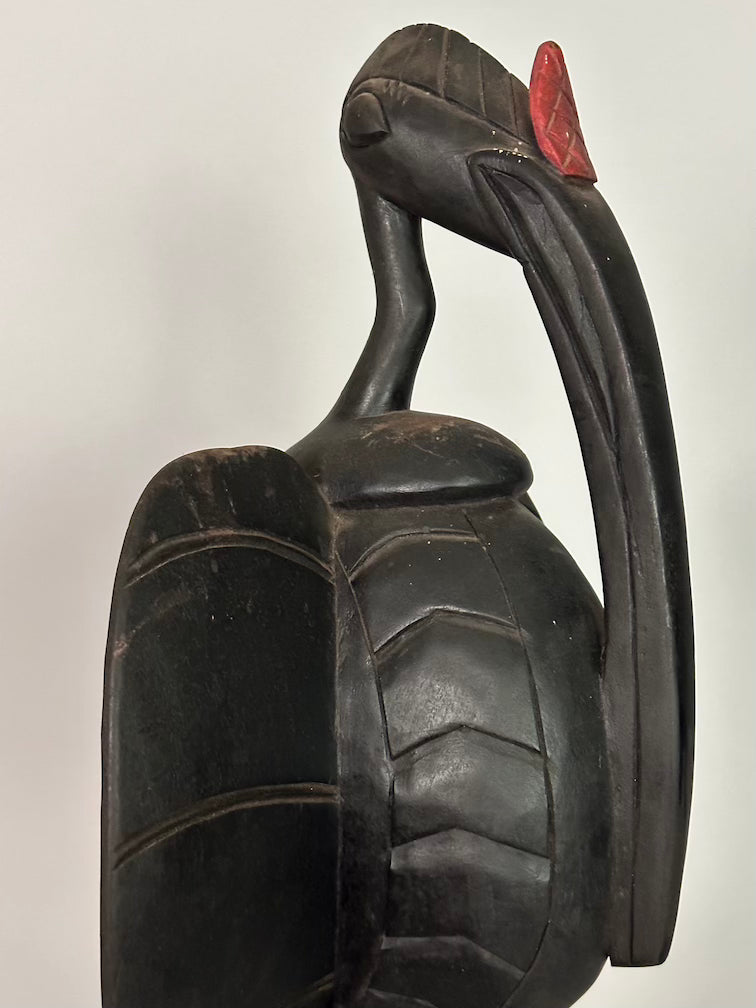 Senufo Contemporary Black Hornbill Statue | 22" - Mali