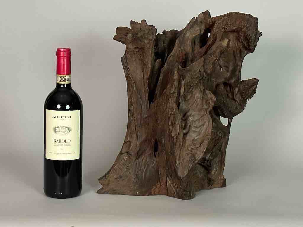 Hand-Carved Wooden Tree: 2 Lizards on the Tree - Vietnam