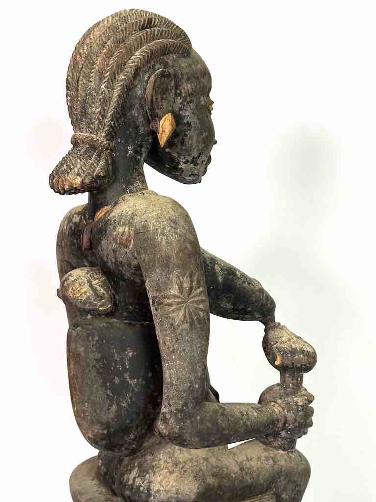 Large Ashanti Mother Suckling Twins Spirit Statue | 26"