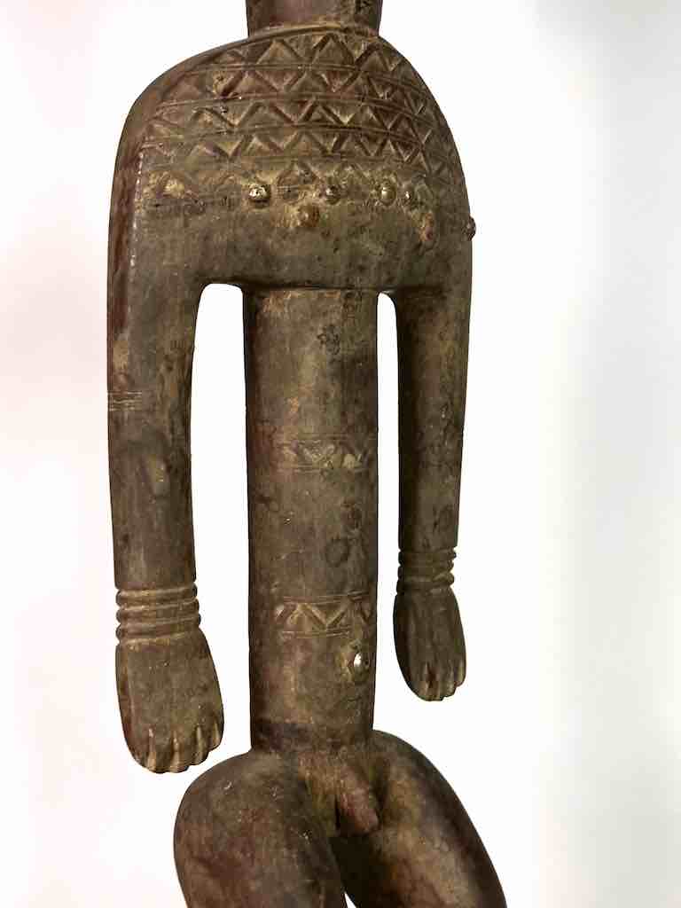 Vintage Stylized Bamana Male Statue on Base - Mali
