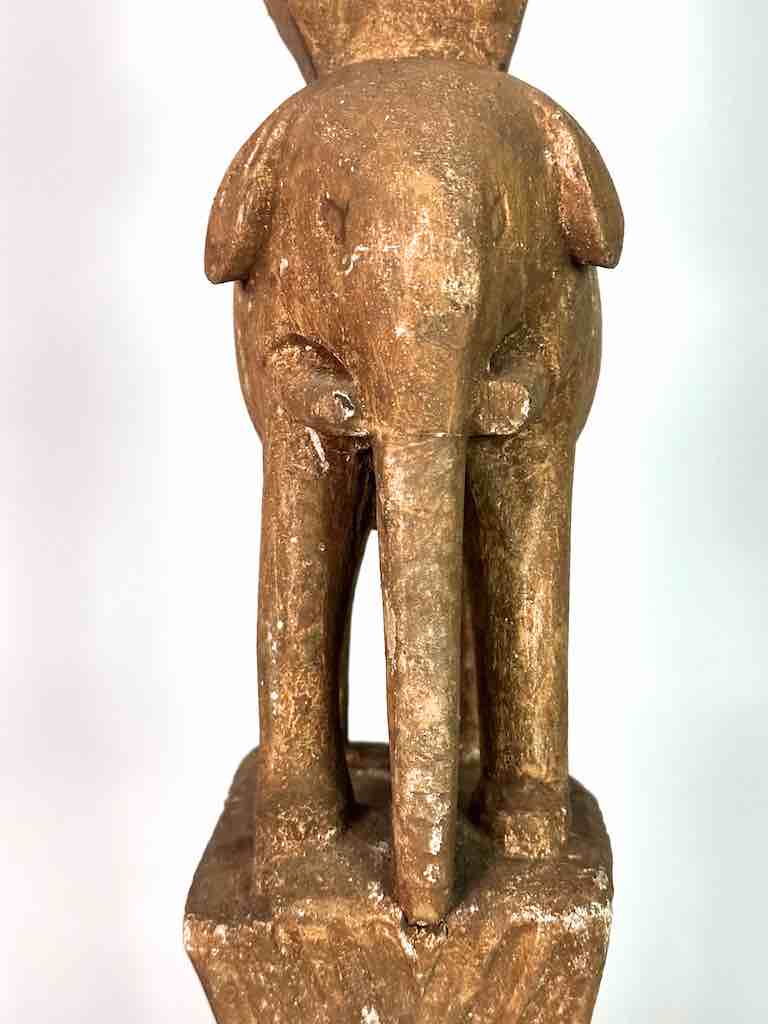 Ashanti Male Head on Elephant Fetish Tower Spirit Statue | 33"