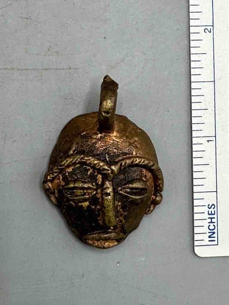 Small African Brass/Copper Mask Pendant - Ghana