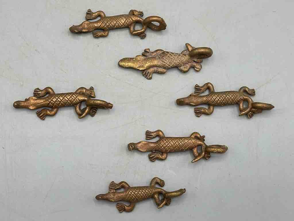 Small African Brass Crocodile Pendant - Ghana