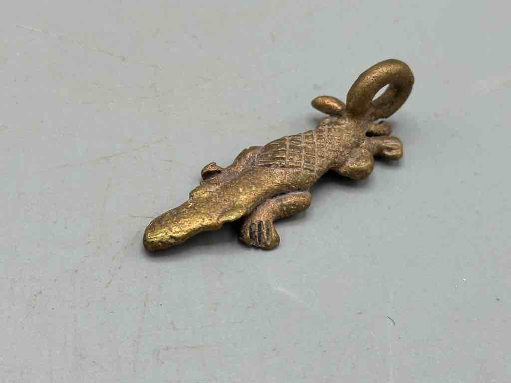 Small African Brass Crocodile Pendant - Ghana