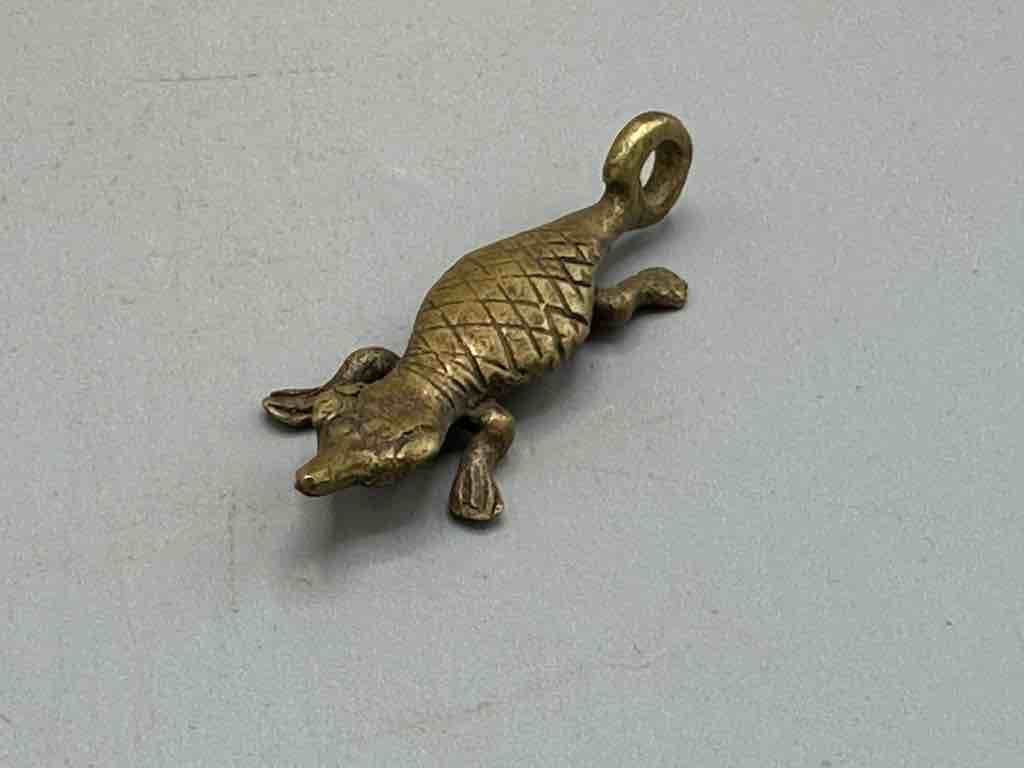 Small African Brass Crocodile Pendant - Ghana