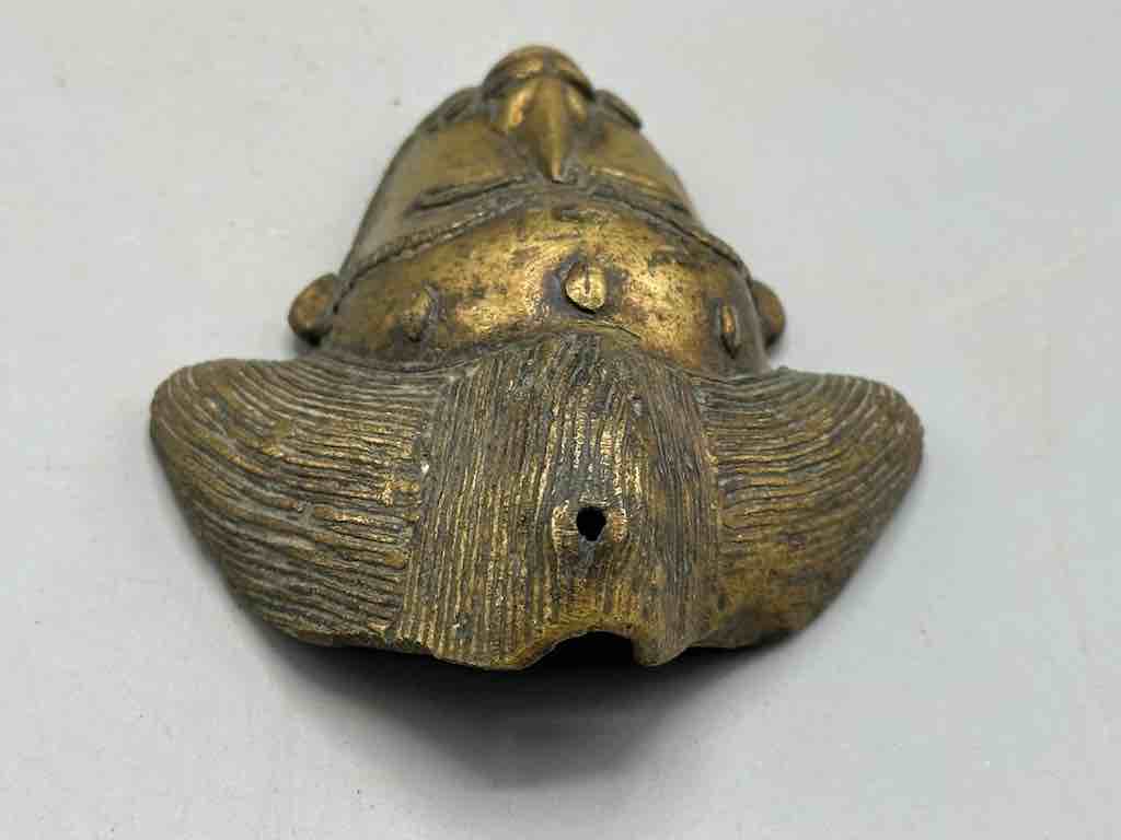 Large Exceptional African Baule Brass Mask Pendant - Ivory Coast