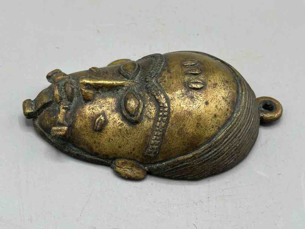 Large Exceptional African Baule Brass Mask Pendant - Ivory Coast