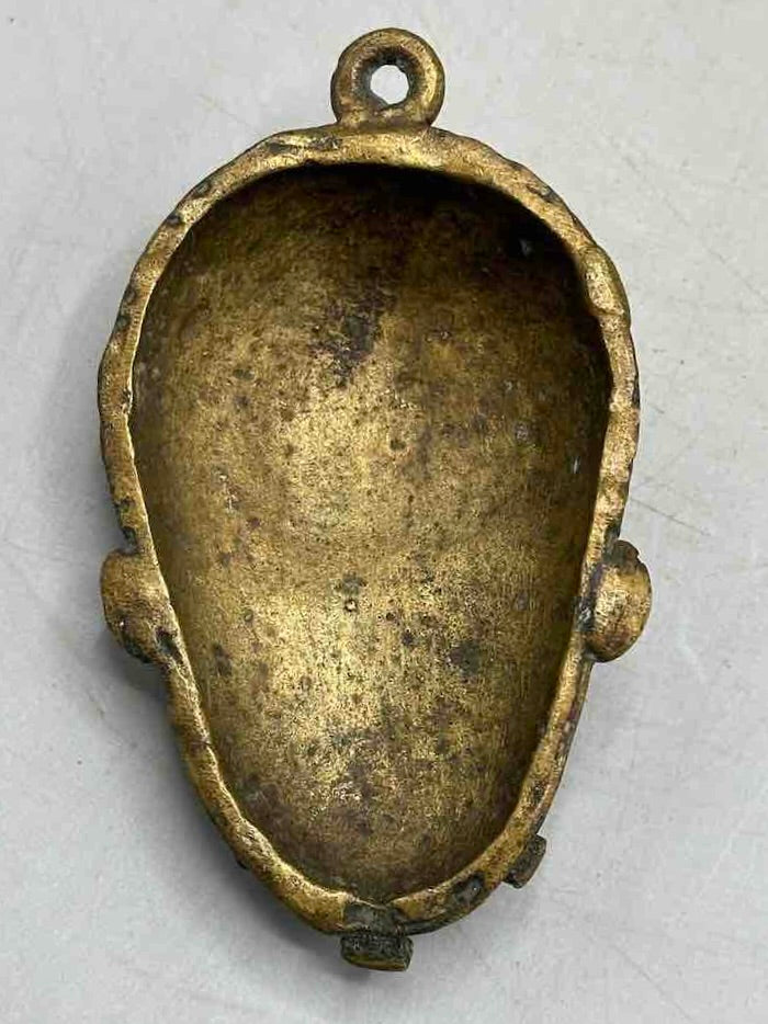 Large Exceptional African Baule Brass Mask Pendant - Ivory Coast