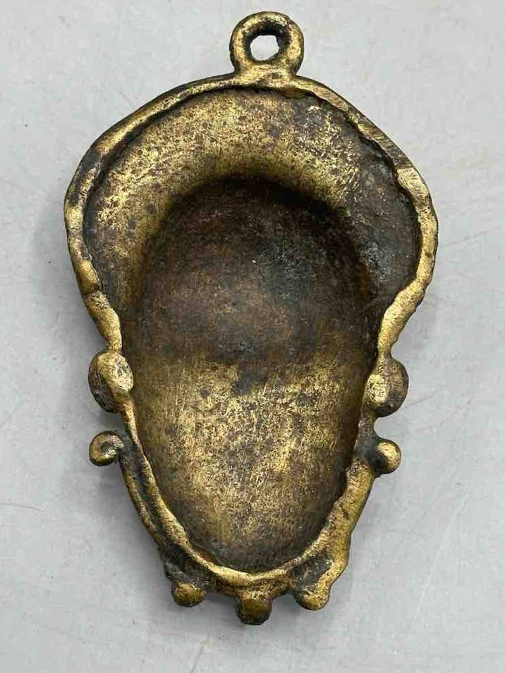 Large Exceptional African Baule Brass Mask Pendant - Ivory Coast