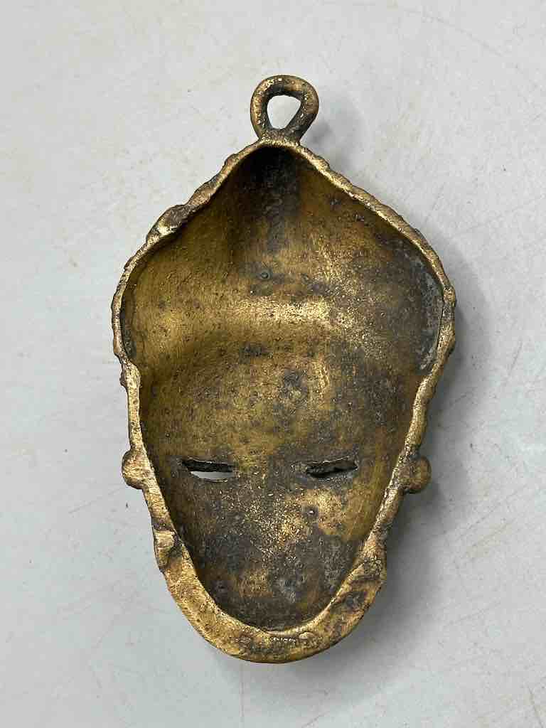 Large Exceptional African Baule Brass Mask Pendant - Ivory Coast