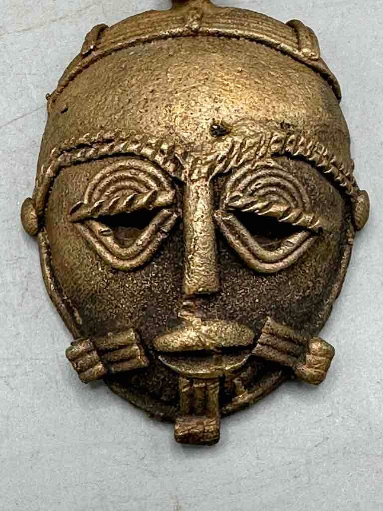 African Brass Mask Pendant - Ghana