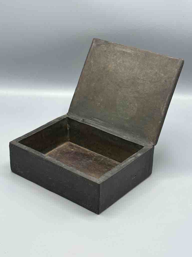 Vintage Tooled Leather Wooden Tuareg Rectangular Box from Niger, Africa