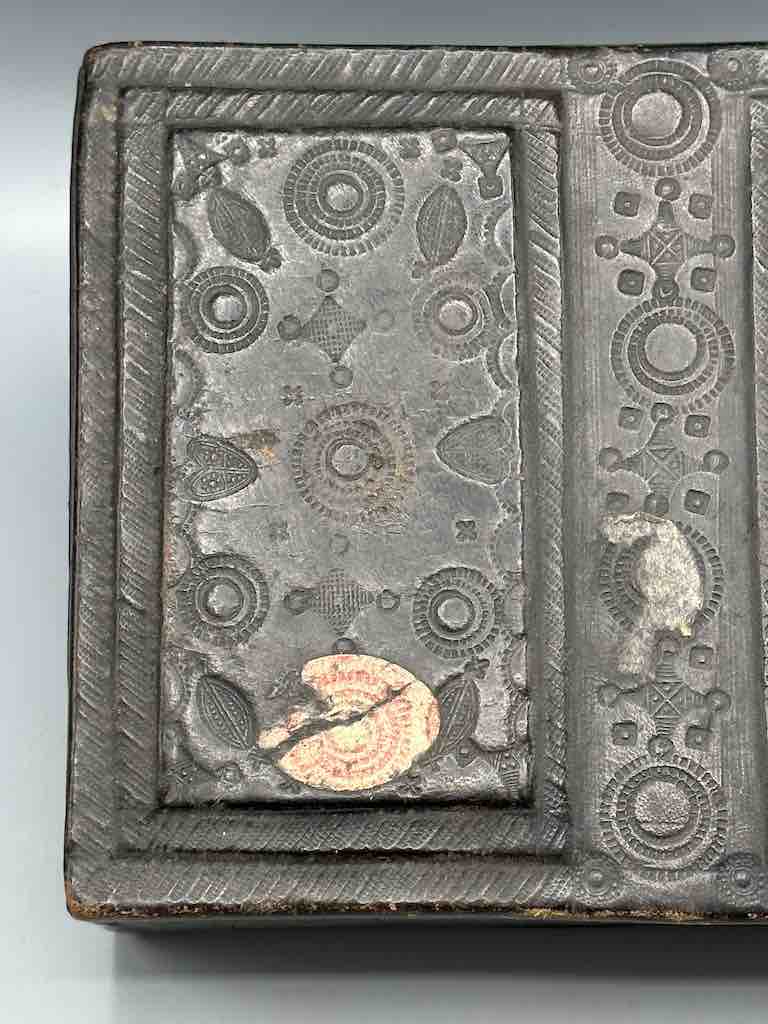 Vintage Tooled Leather Wooden Tuareg Rectangular Box from Niger, Africa