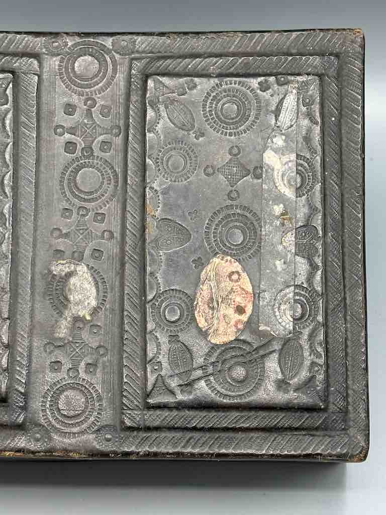Vintage Tooled Leather Wooden Tuareg Rectangular Box from Niger, Africa