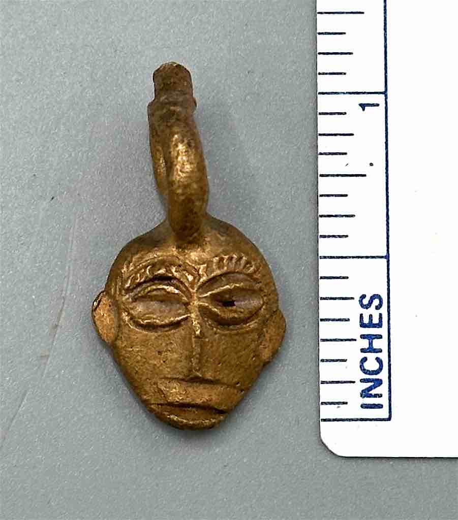 Smallest Contemporary African Brass Mask Pendant - Ghana