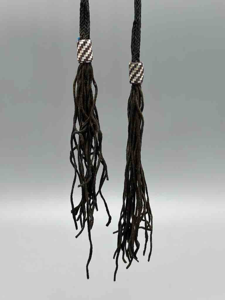 Heavy Muliple Very Fine Leather Strand Braided Necklace Component - Niger