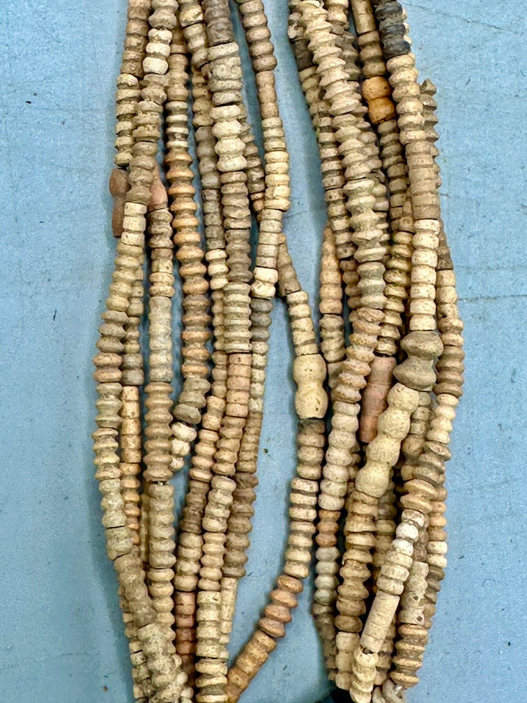 Smallest Excavated Clay Bead, Brass Pendant, Powder Glass Bead Necklaces - Mali