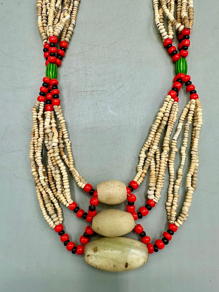 Smallest Excavated Clay Bead/Carnelian, Glass Bead Necklace - Mali