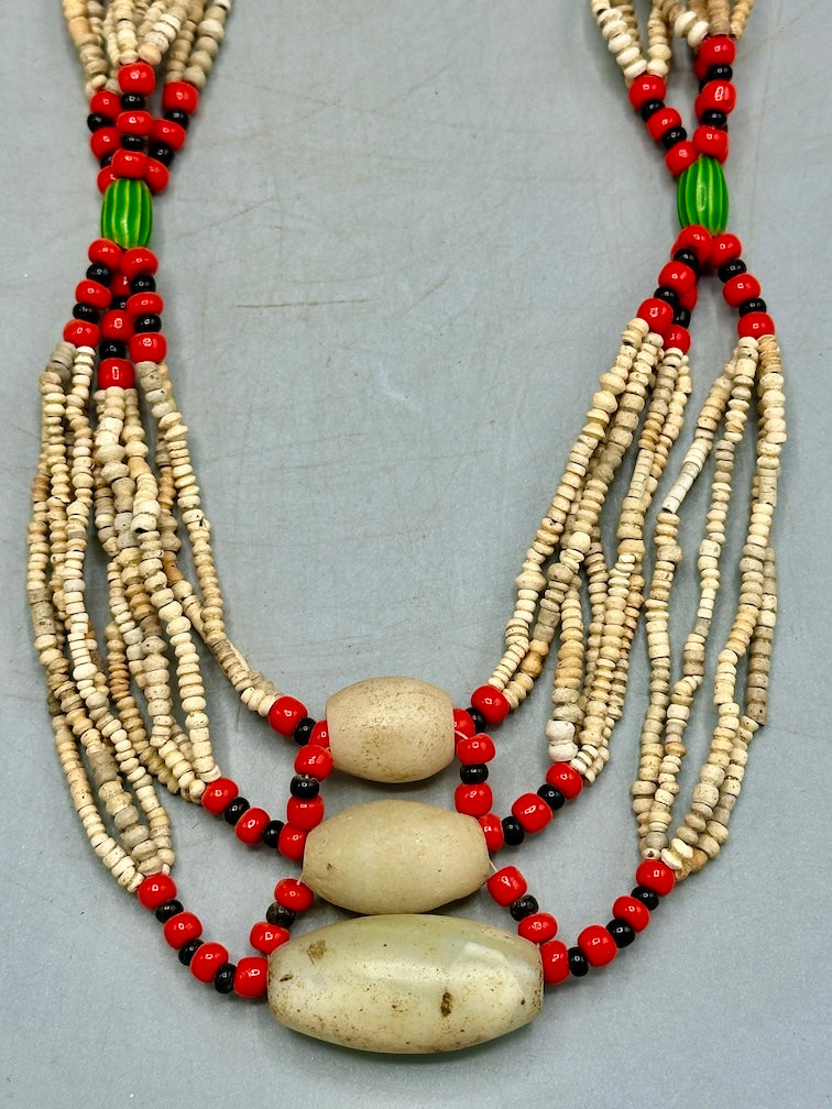 Smallest Excavated Clay Bead/Carnelian, Glass Bead Necklace - Mali