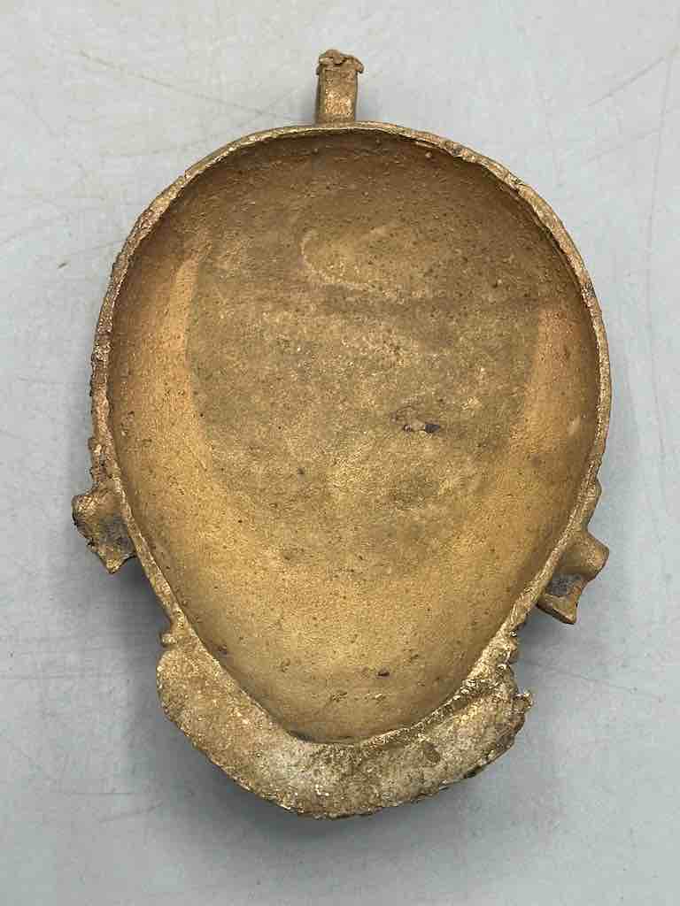 X-Large Heavy African Brass Bearded Mask Pendant - Ghana