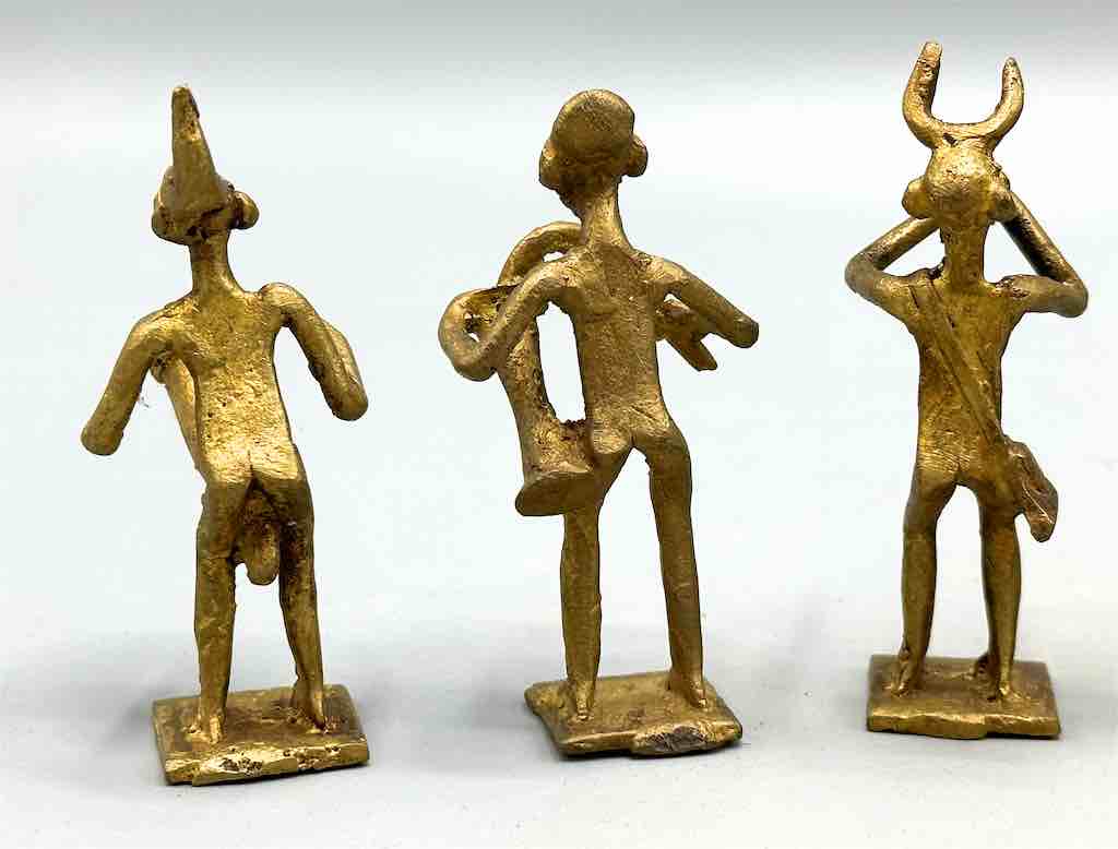 Set of 6 Brass Traditional Mossi Musician Figures - Burkina Faso
