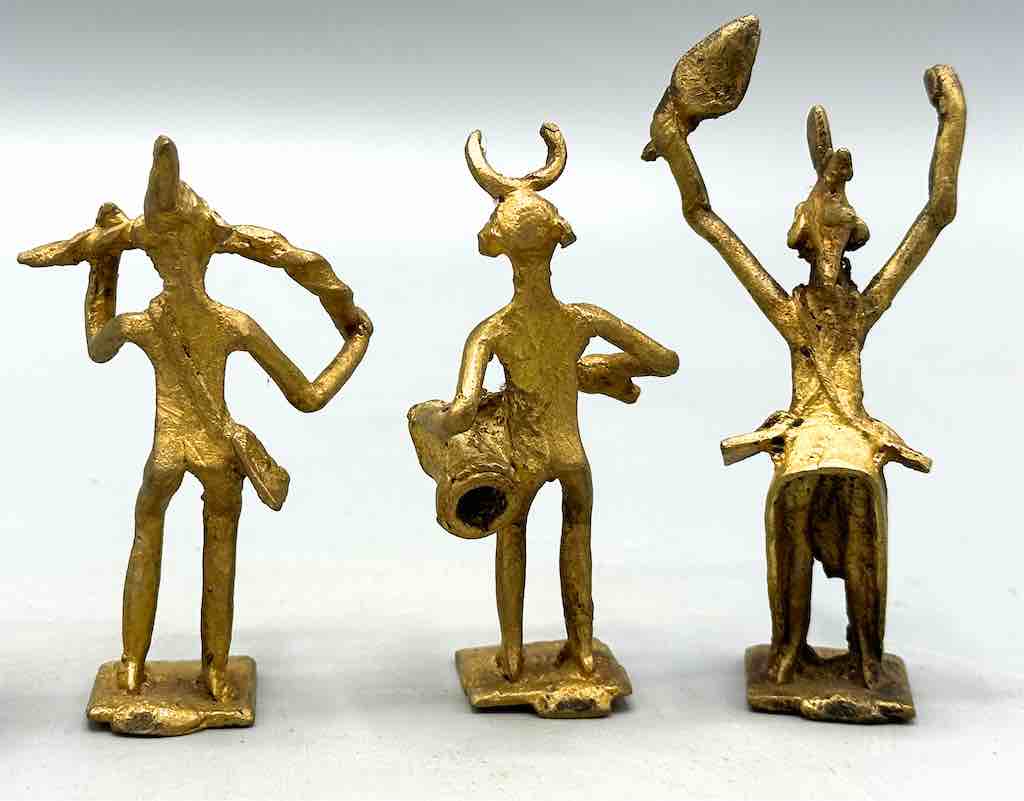 Set of 6 Brass Traditional Mossi Musician Figures - Burkina Faso