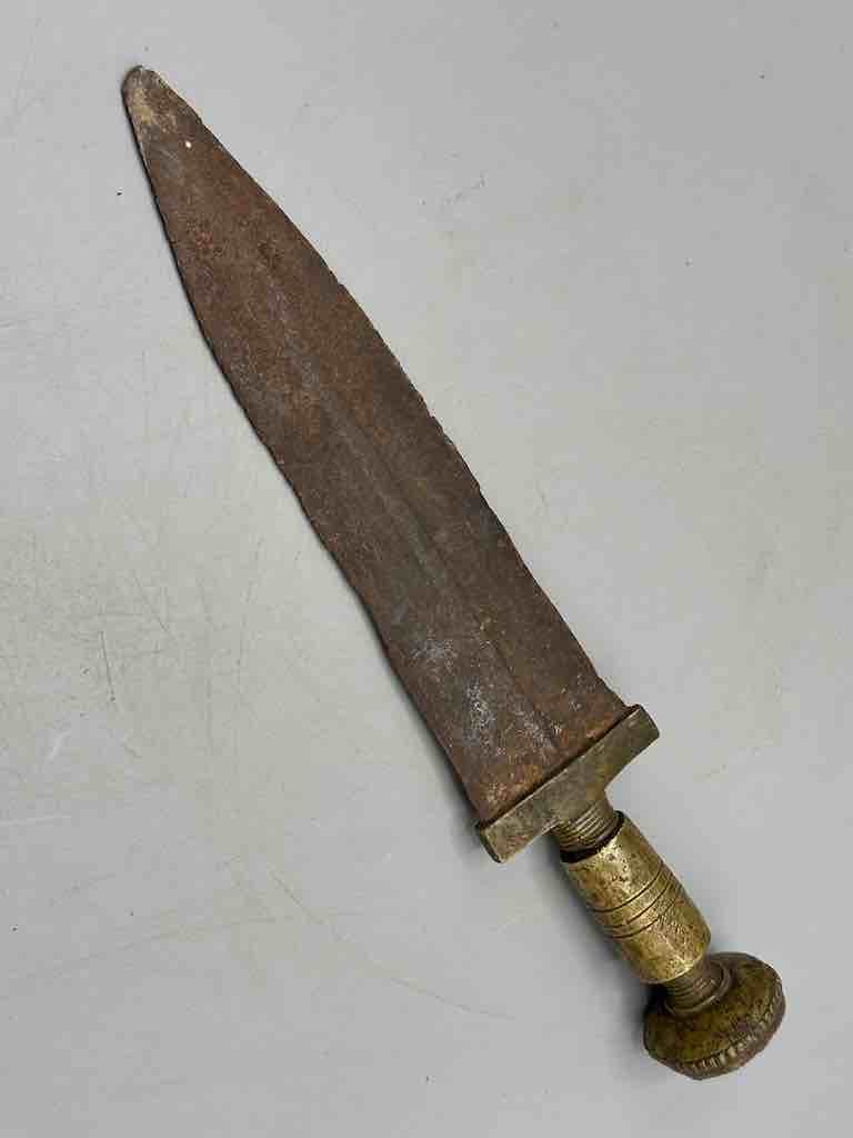 Vintage Baule Brass Handle Iron Blade Ceremonial knife, mounted