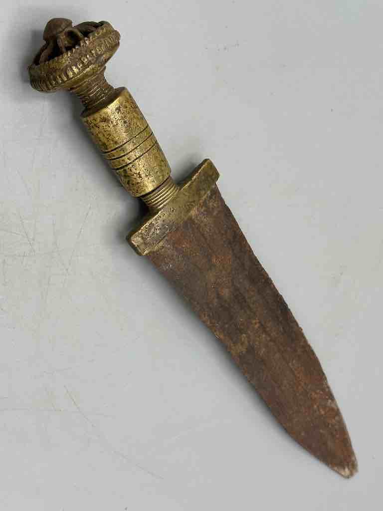 Vintage Baule Brass Handle Iron Blade Ceremonial knife, mounted