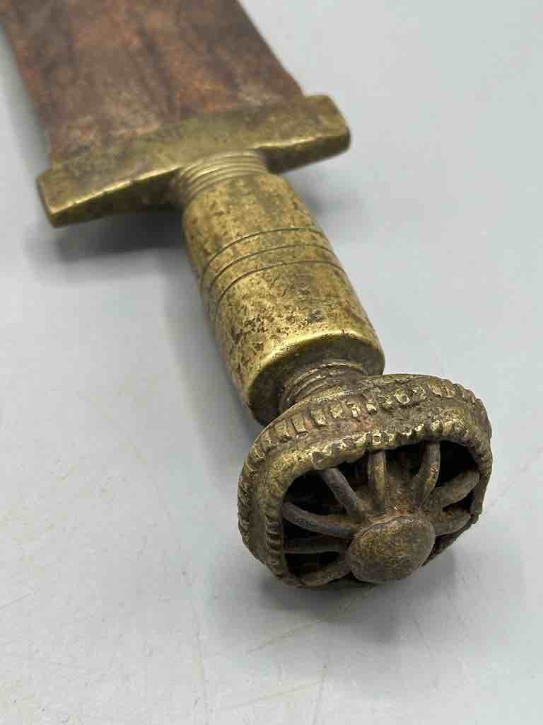 Vintage Baule Brass Handle Iron Blade Ceremonial knife, mounted