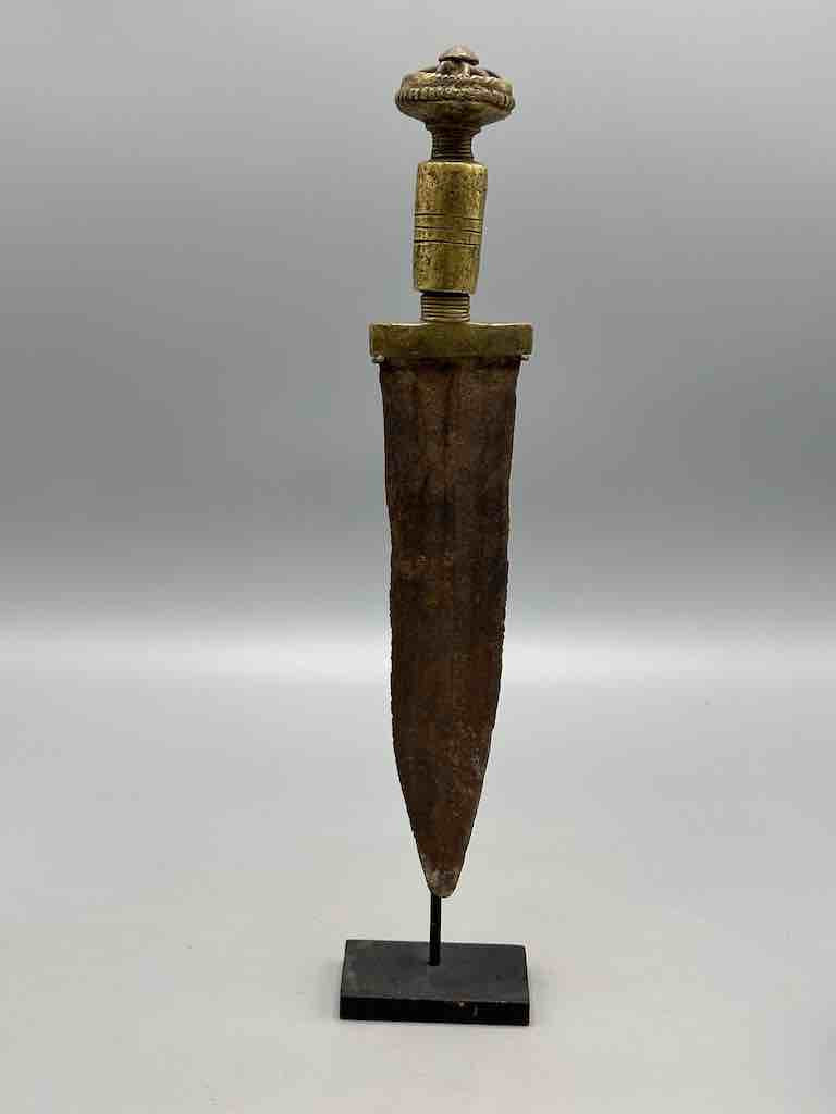 Vintage Baule Brass Handle Iron Blade Ceremonial knife, mounted