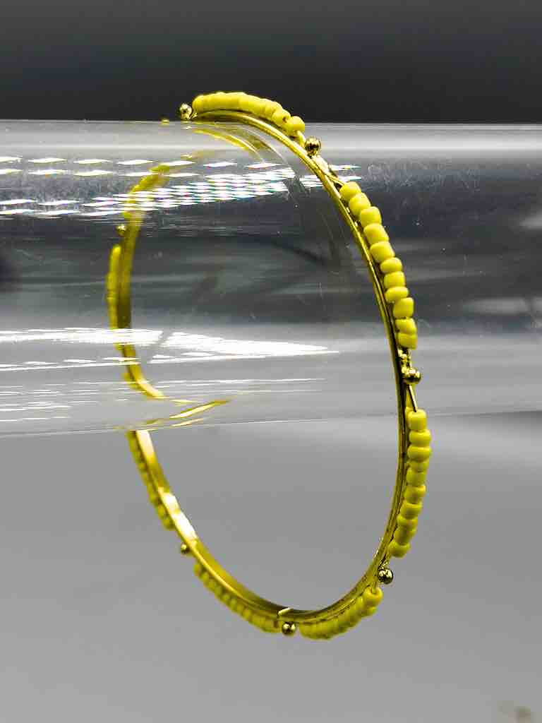 Colorful Single Strand Thin Beaded Metal Bangle Bracelet - Nigeria