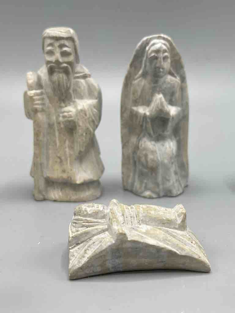13-Piece Small Hand-Carved Soapstone Nativity - Viet Nam