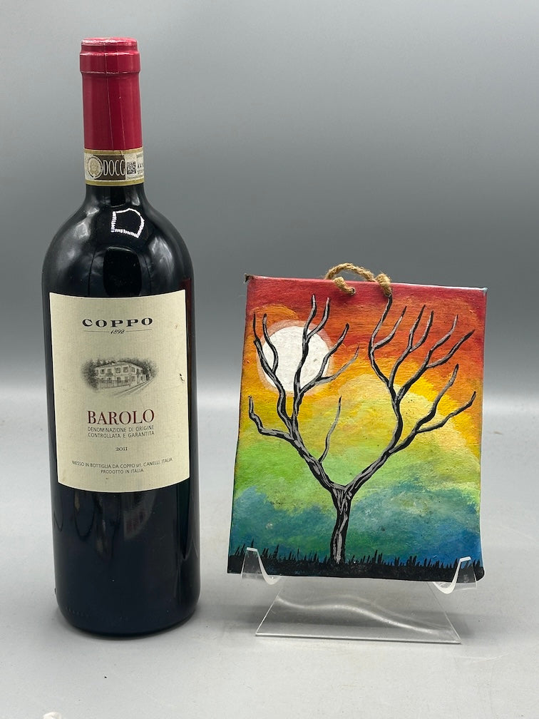 Original Small Bare Tree Painting on Canvas-covered Wood from El Salvador