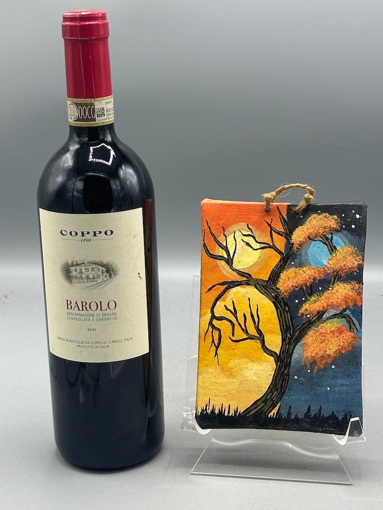 Original Small Tree Painting on Canvas-covered Wood from El Salvador