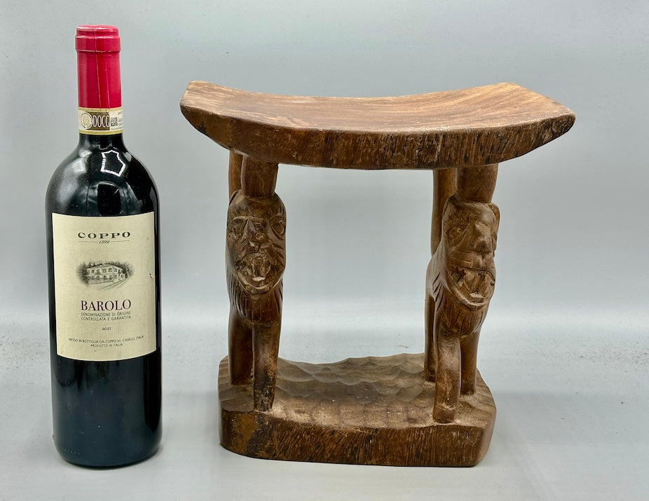 Fon Double Lion Motif Foot Stool - Benin
