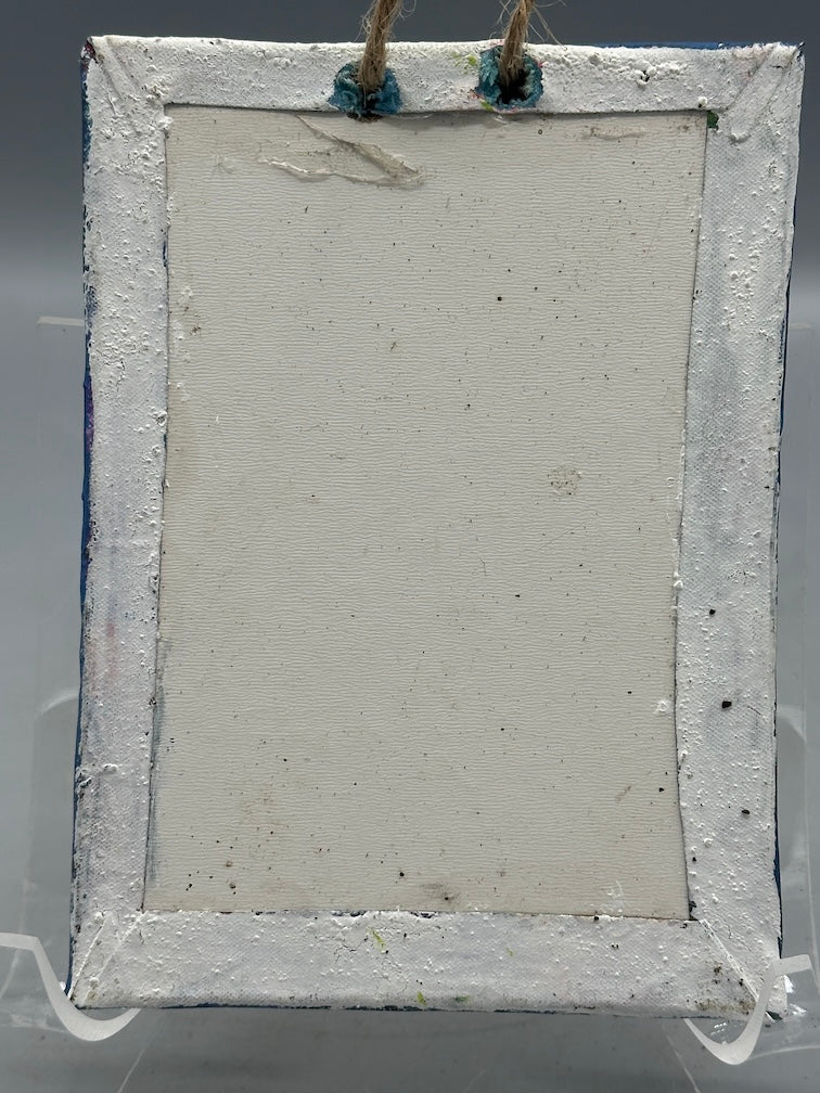 Original Small Star-Gazing Painting on Canvas-covered Wood from El Salvador