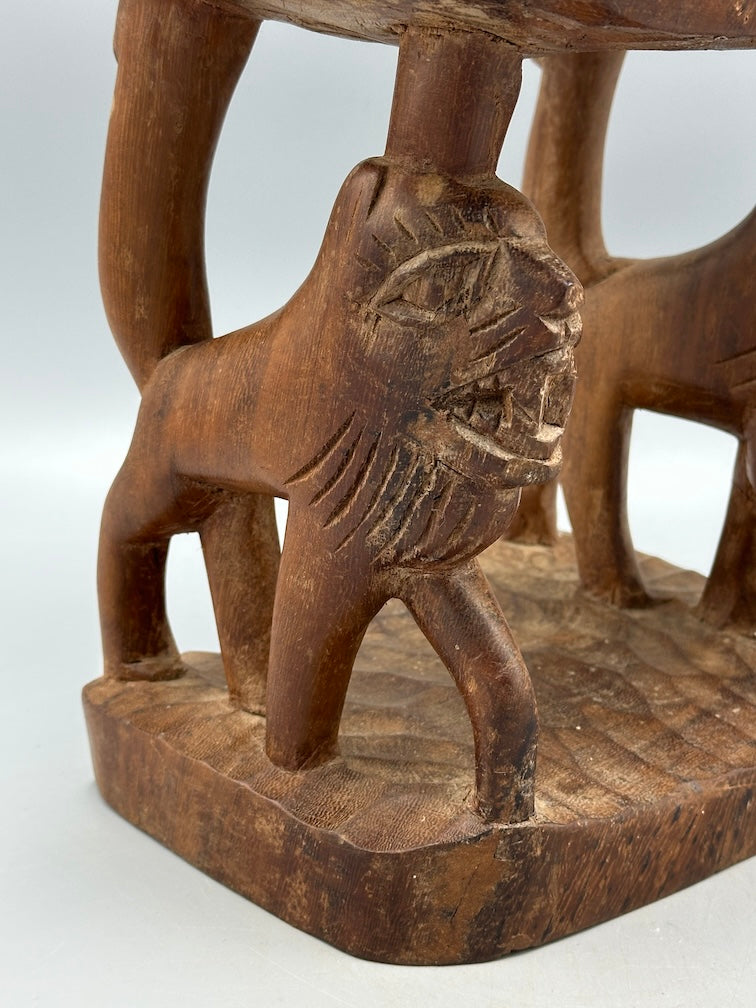 Fon Double Lion Motif Foot Stool - Benin