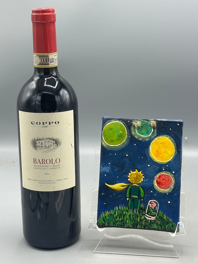 Original Small Star-Gazing Painting on Canvas-covered Wood from El Salvador