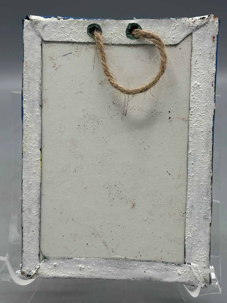 Original Small Star-Gazing Painting on Canvas-covered Wood from El Salvador