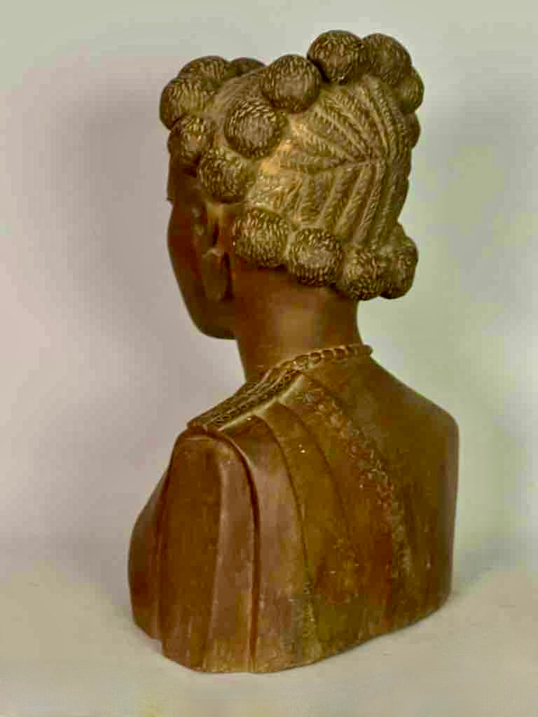 Carved Tropical Wood Fon African Woman Head - Togo
